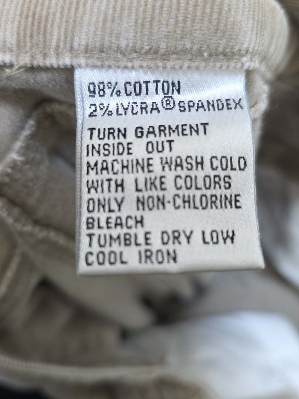 Talbots Wide-Leg Stretch Corduroy Cotton Blend Jeans Light Taupe Hemmed(Sz:16) - Picture 8 of 8